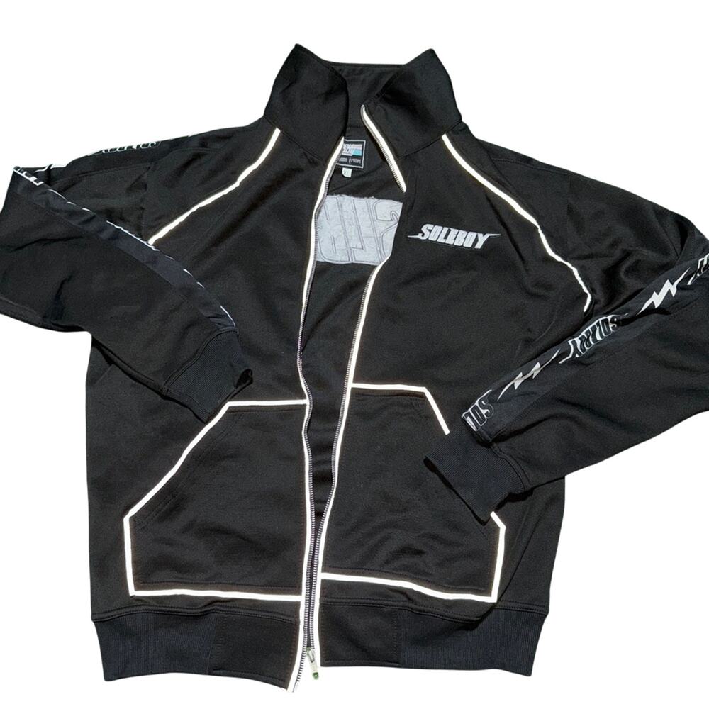 Soleboy Mens Black Track Jacket Zip Up XL